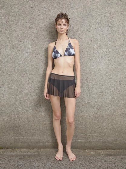 Vacationing Black Swimsuit V Neck T Shirt Long Sleeve