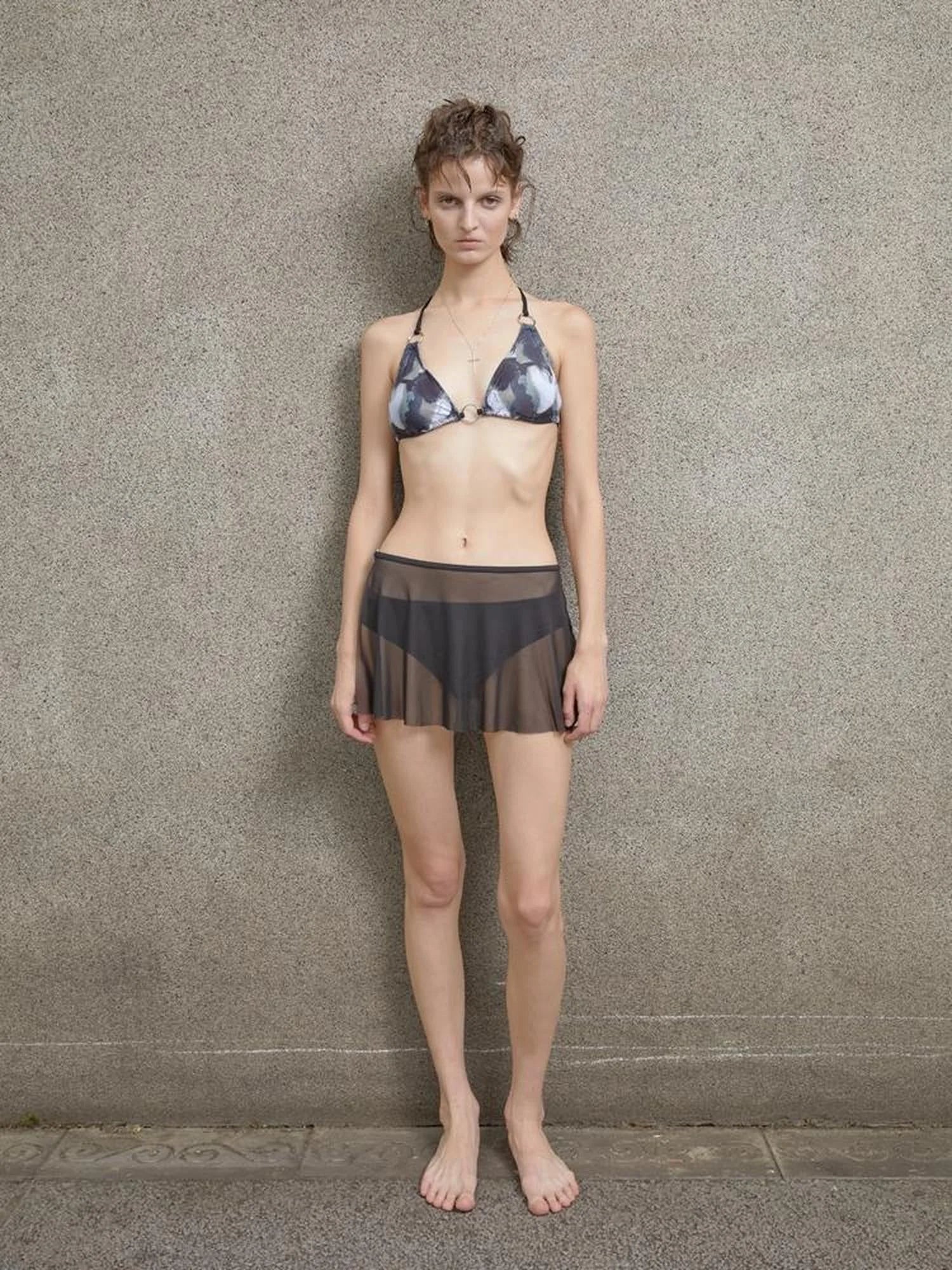 Vacationing Black Swimsuit V Neck T Shirt Long Sleeve