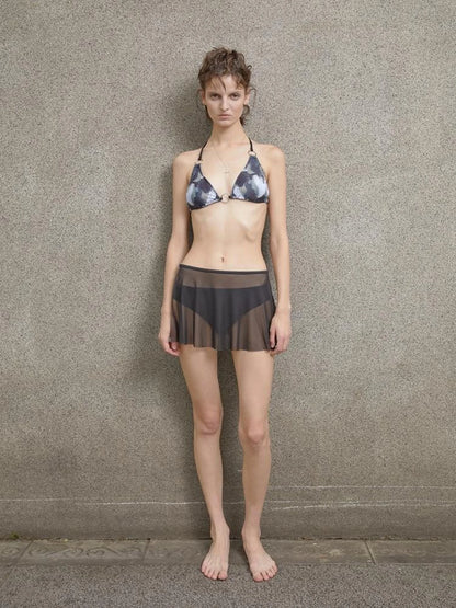 Vacationing Black Swimsuit V Neck T Shirt Long Sleeve