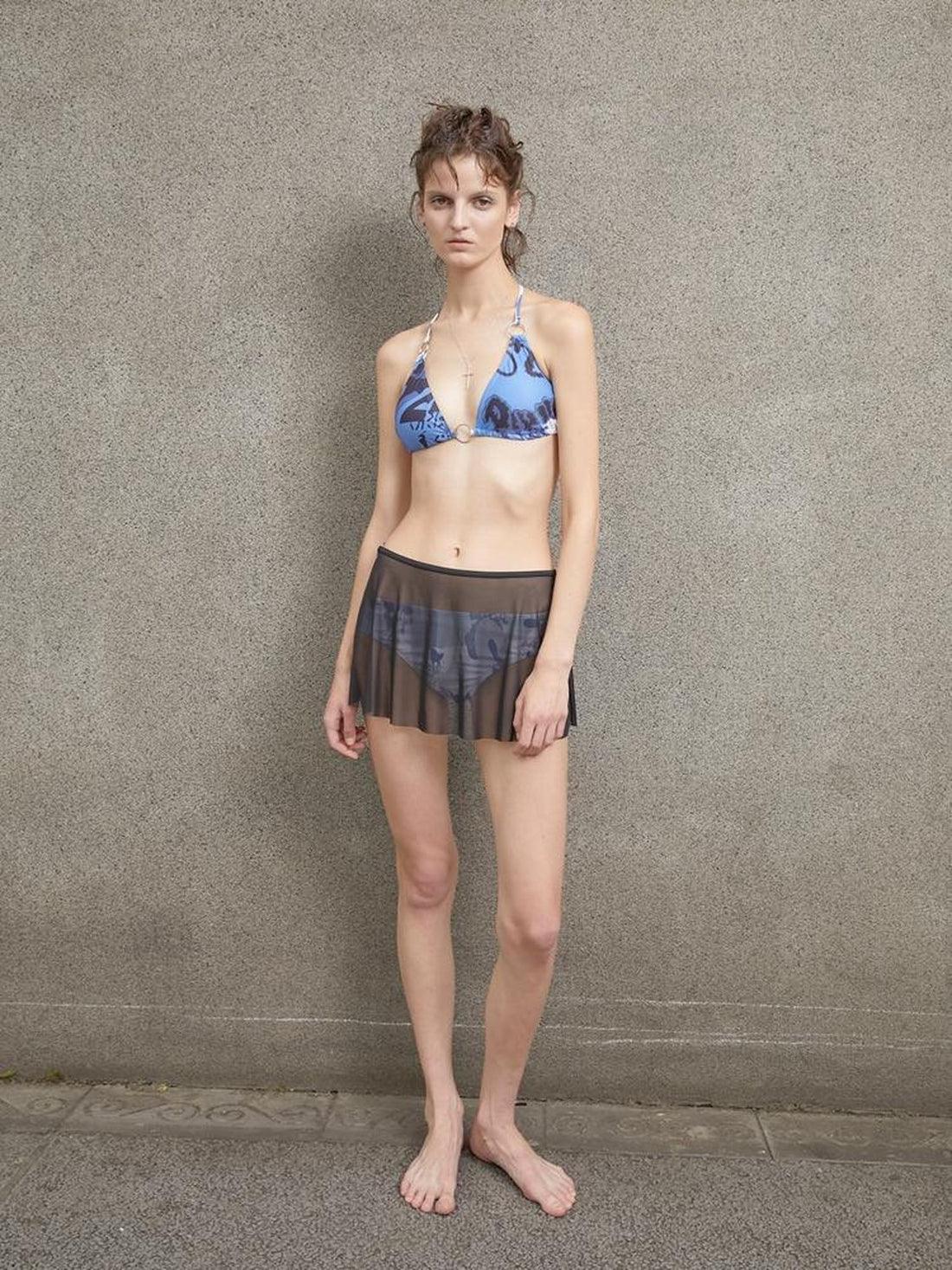24ans Vacationing Blue Floral Print Swimsuit Set