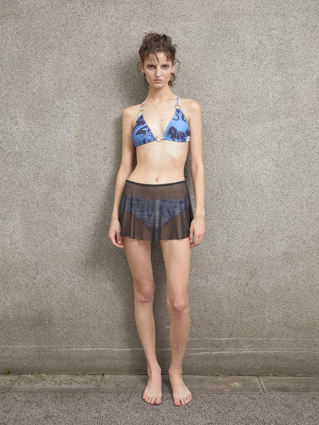 24ans Vacationing Blue Floral Print Swimsuit Set
