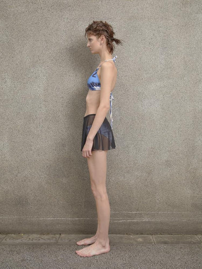 24ans Vacationing Blue Floral Print Swimsuit Set