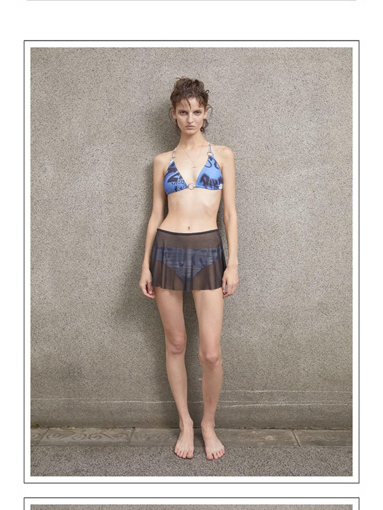 24ans Vacationing Blue Floral Print Swimsuit Set