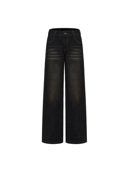 Vintage Wash Slim Fit Flock Denim Jeans