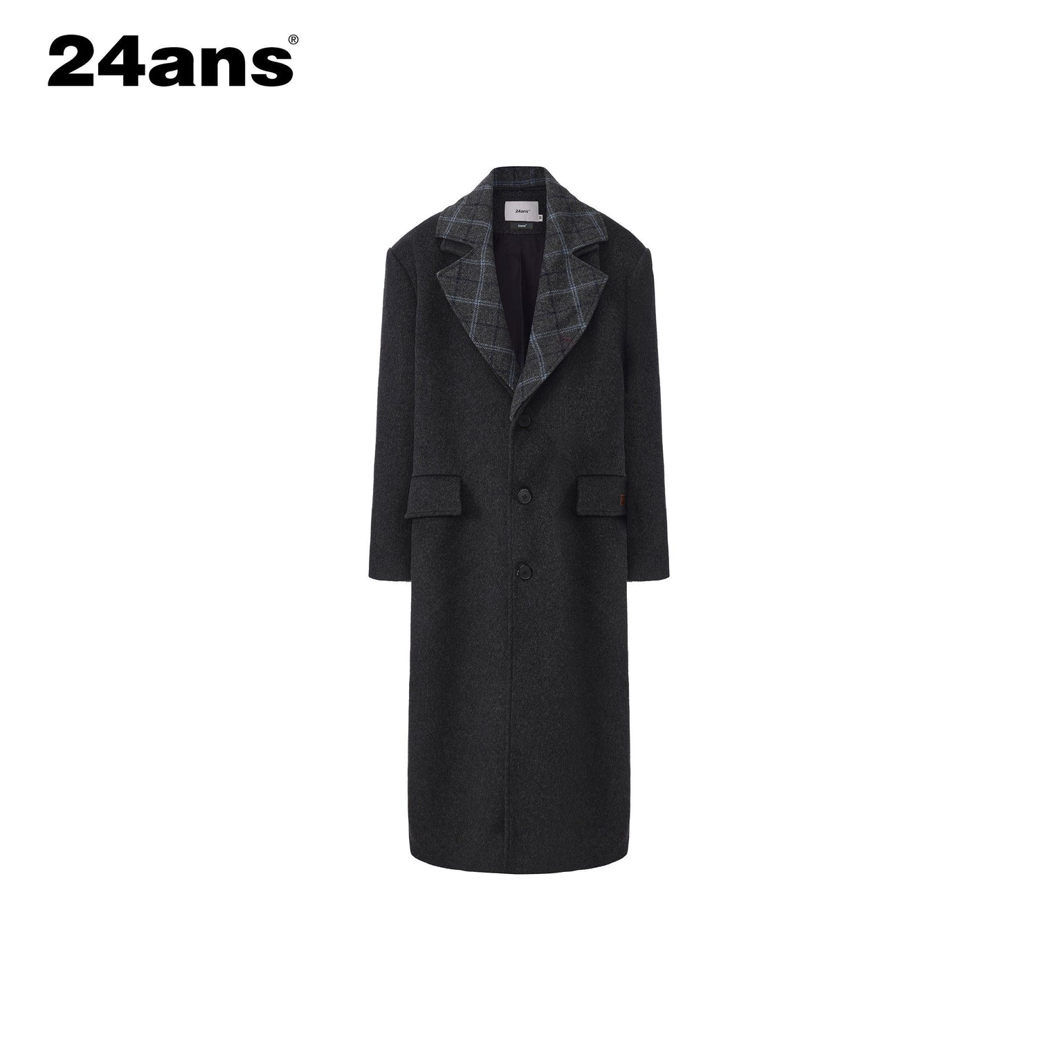 24ans_Warm_Wool_Blend_Longline_Tailored_Minimalist_Gray_Long_Sleeve_Coat_MISSTT