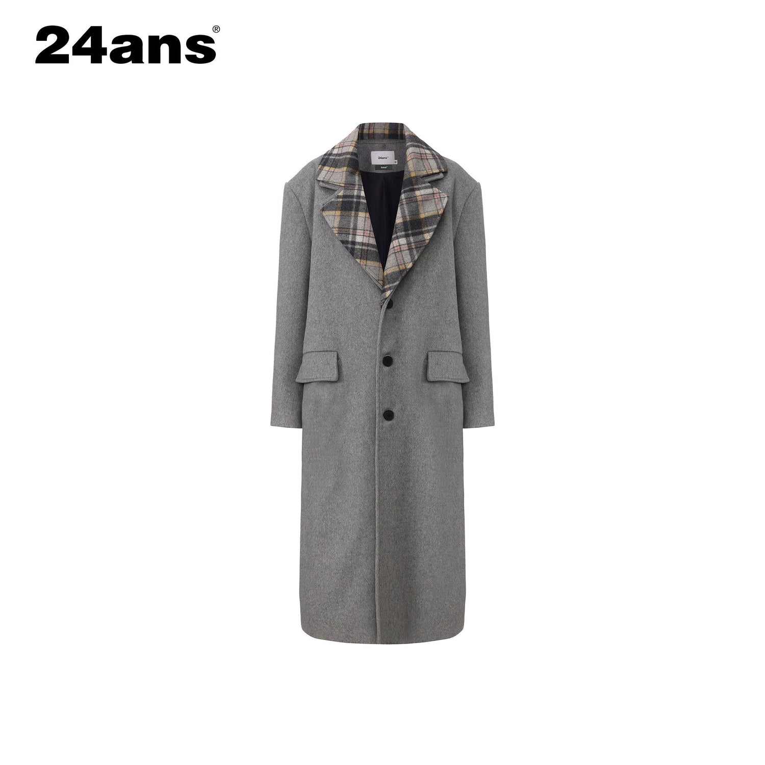 24ans_Warm_Wool_Blend_Longline_Tailored_Minimalist_Gray_Long_Sleeve_Coat_MISSTT