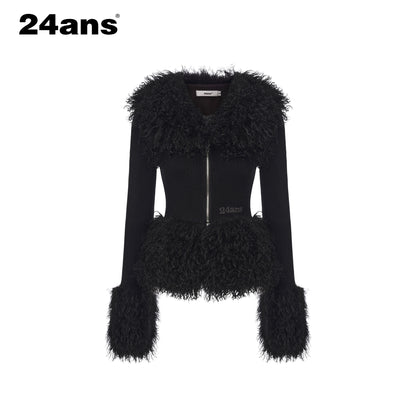 24ans_Washed_Stretch_Cotton_Blend_Sexy_Panel_Zipper_Long_Sleeve_Women_Cardigans_MISSTT