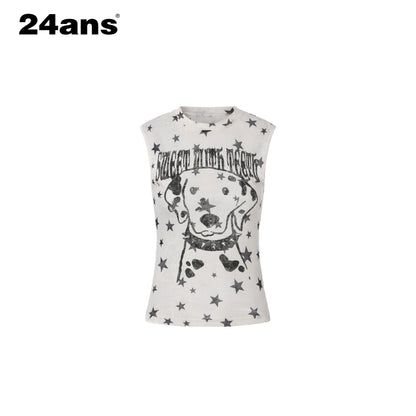 24ans_White_Vertical_Rib_High_Stretch_Printed_Racerback_Women&