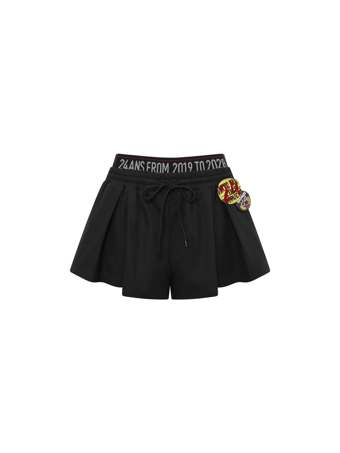 24ans Wide Leg Shorts With Mock Two Tone Design And Badge