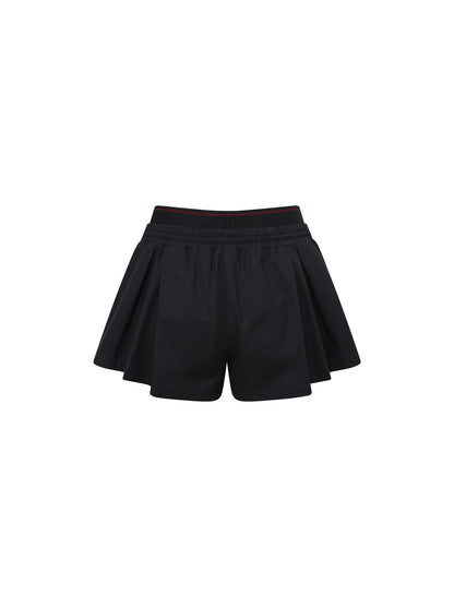 24ans Wide Leg Shorts With Mock Two Tone Design And Badge