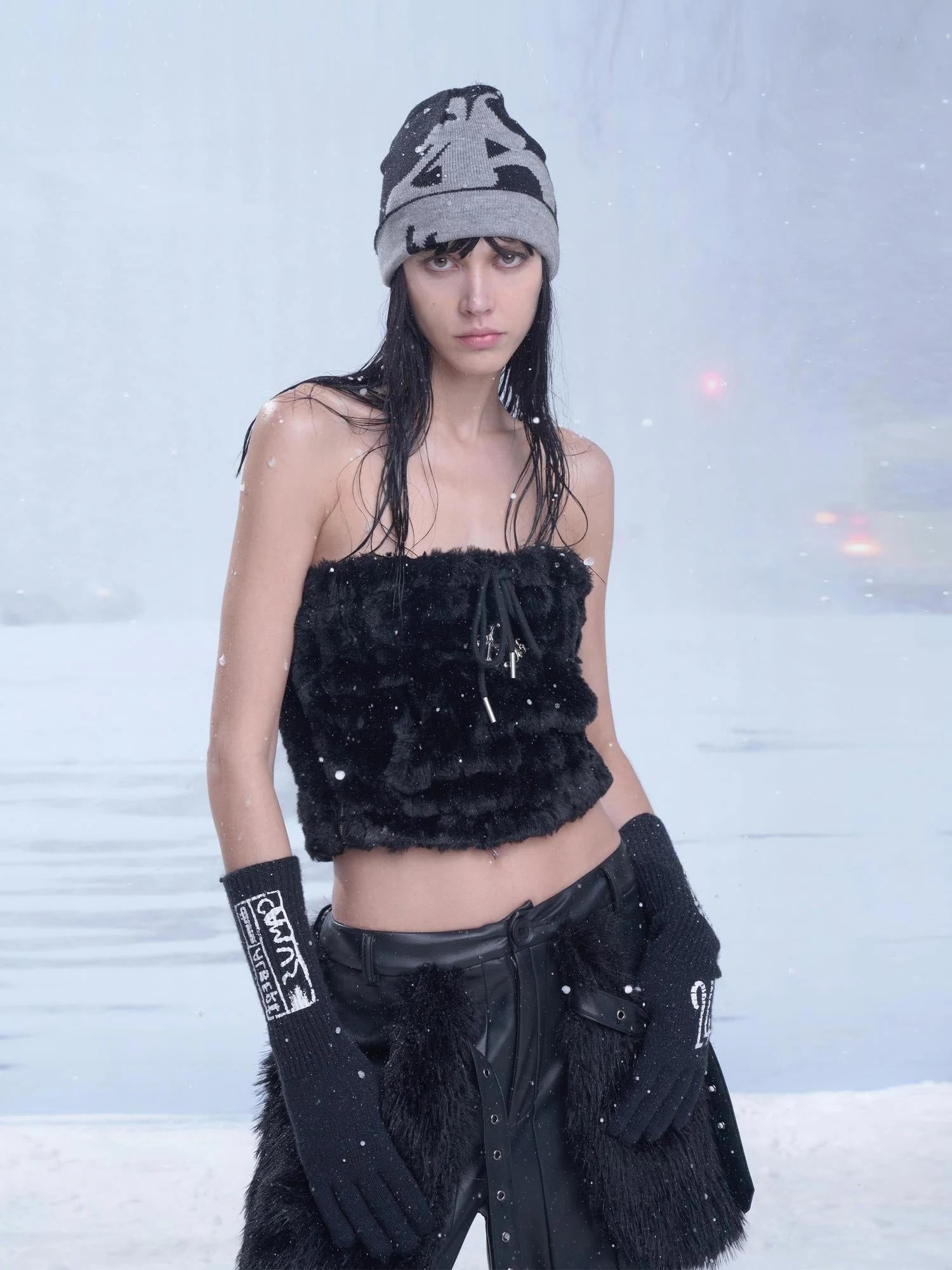 Winter Knit Beanie With Urban Design