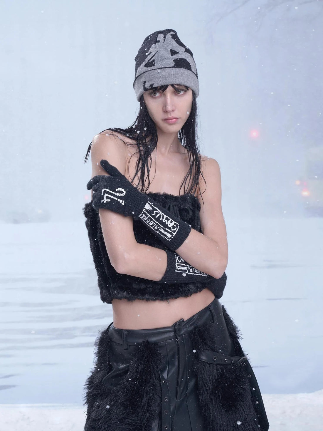 Winter Knit Beanie With Urban Design