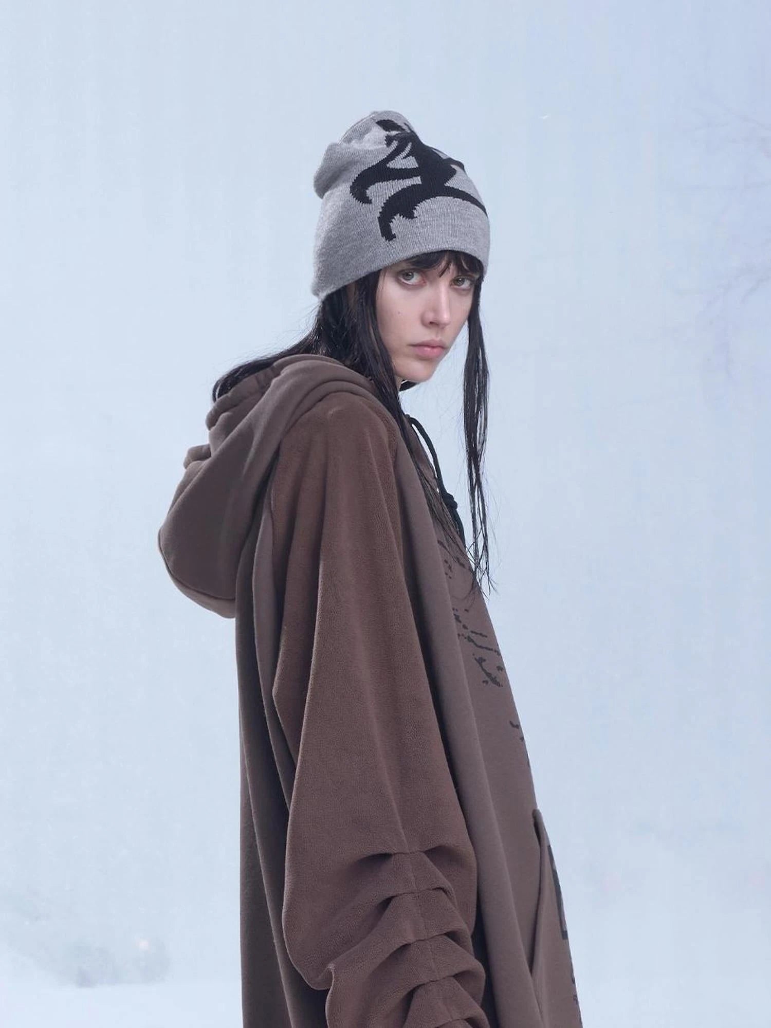 Winter Knit Beanie With Urban Design