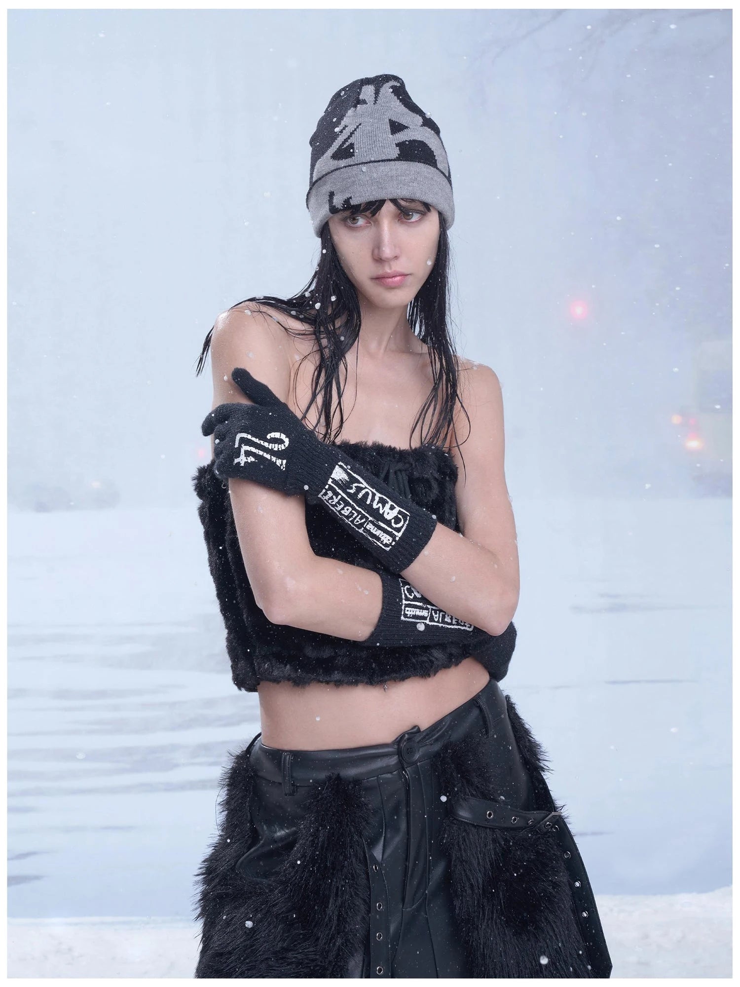 Winter Knit Beanie With Urban Design