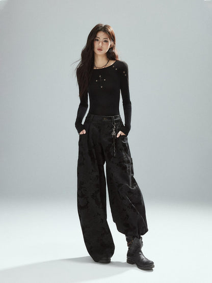 Low pixel Slim Fit Patchwork Casual Crewneck Black Stretch Young Women Long Sleeve T-Shirts
