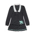 nit alcove Cute Bubble Sleeve Doll Collar Pleated Casual Striped Mint Pink Mini Dresses