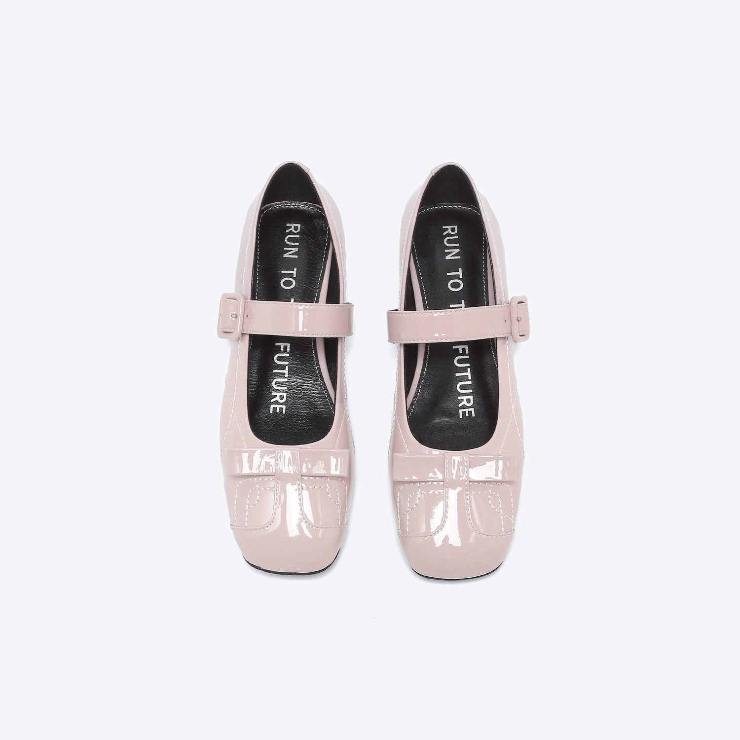 RUN TO THE FUTURE Sheepskin Insole Vintage Square Toe One Strap Low Heel Rubber Sole Women Flats