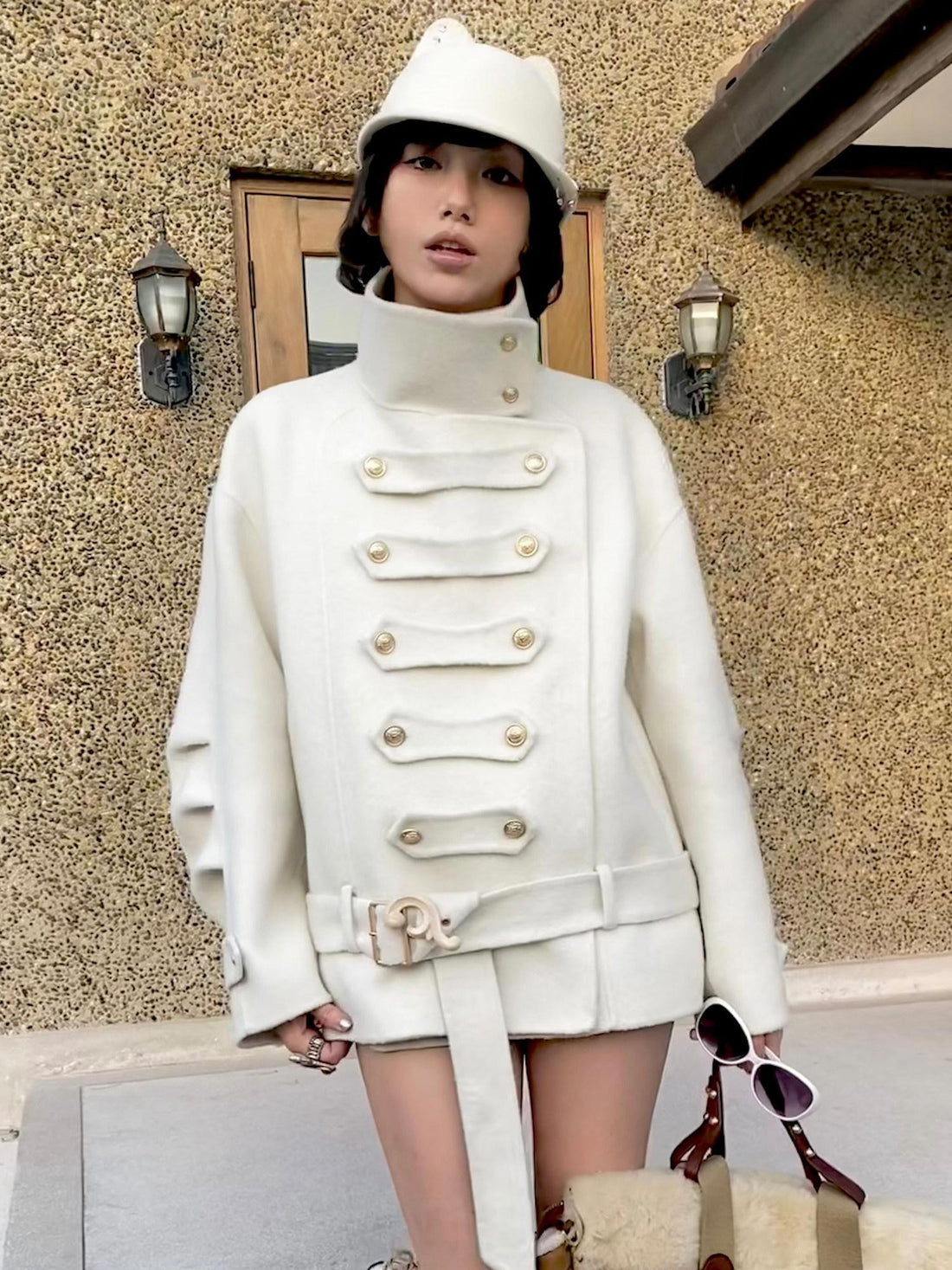 nit alcove Hand Sewn Warm Knight Double Breasted Unisex Wool Blend Platinum Wool Coats