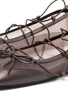 RUN TO THE FUTURE Bow Detail Square Toe Slip On Ballet Casual Sheepskin Lined Everyday Flats