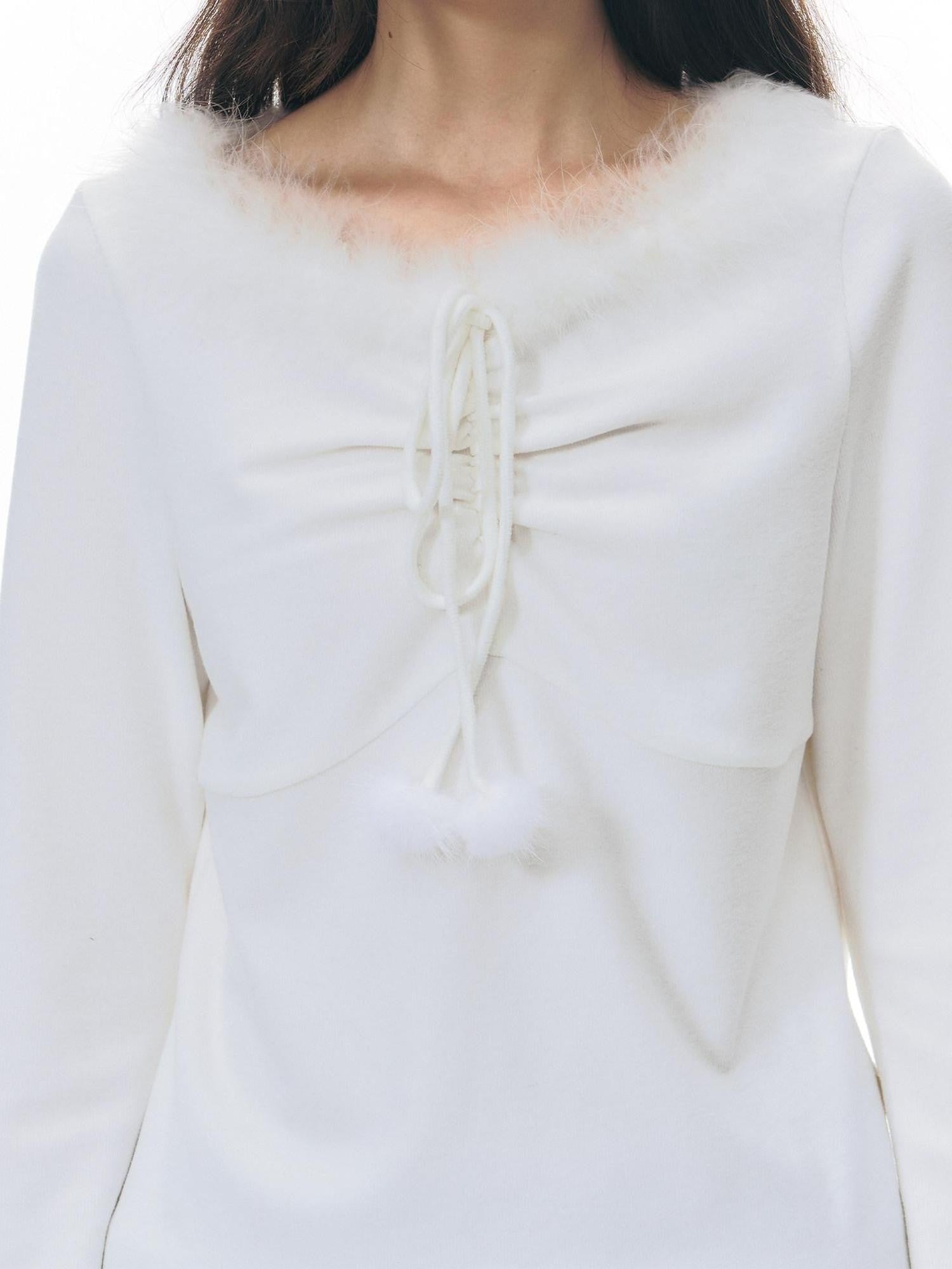 NAPSNAPS Deep Gray White Fuzzy Splice Women&