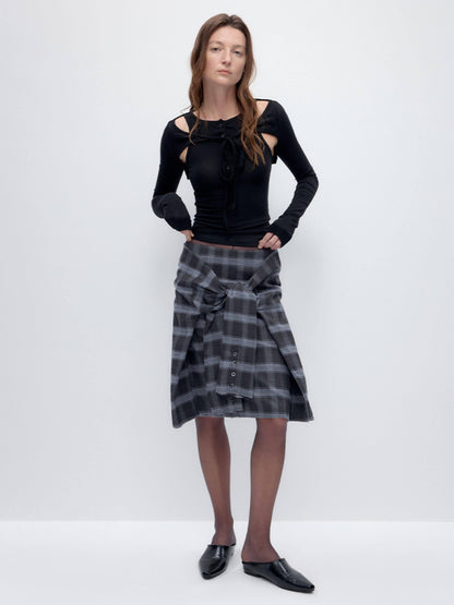 RUN TO THE FUTURE Polyester Blend Lined Pockets Vintage A Line Low Waist Women Casual Midi Skirts
