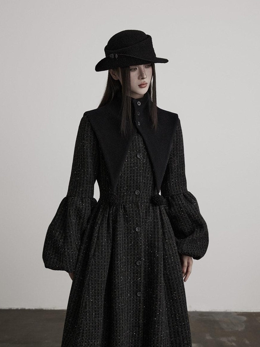 INDULGE Slim Casual Tailored Viscose Wool Blend Plaid High Waist Women Daily Long Coats