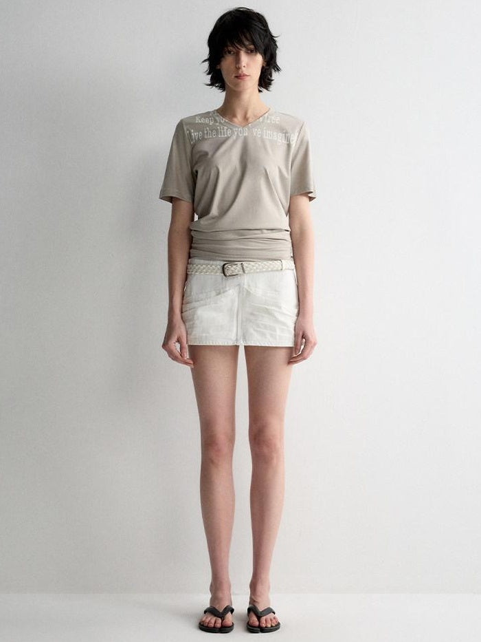RUN TO THE FUTURE Washed Cotton Denim Pocket Minimalist A Line Low Waist Mini Skirts