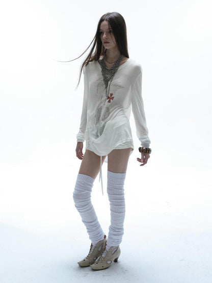 DoublePunch Angel Irregular Punk Print Women&