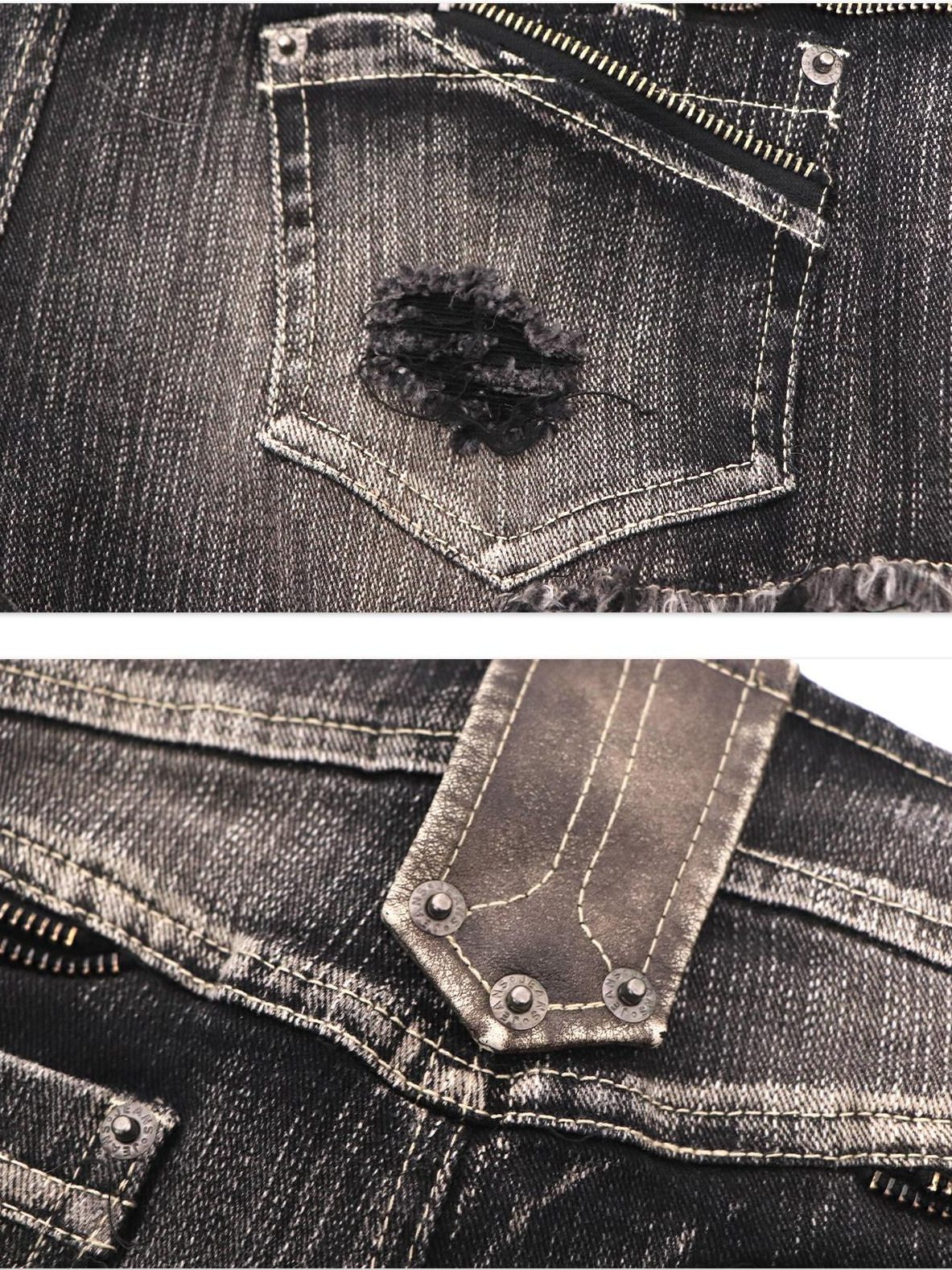 Flowers birds Market Washed Slim Fit Casual Denim Black Women Slight Stretch Low-Rise Shorts