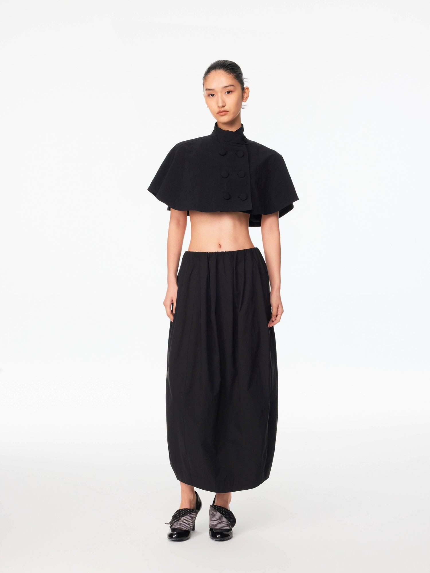 Northbutsouth Mini Cape Double Breasted Small Stand Collar Women&