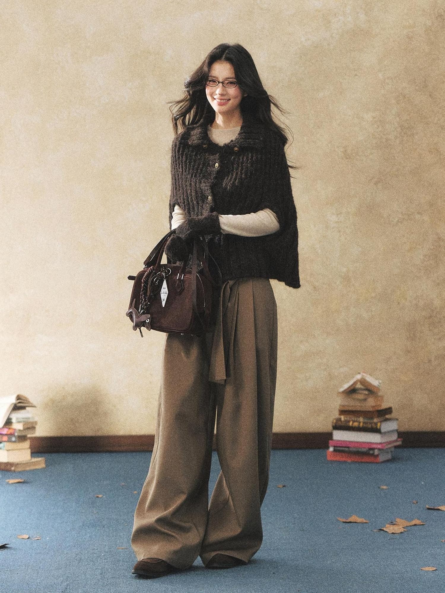 7Shiftin Cozy Button Cardigan Casual Relaxed Women Oatmeal Deep Brown Sweaters