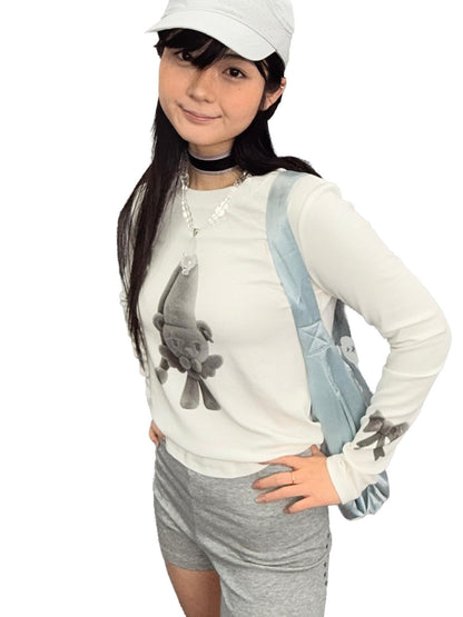 takeabreak Deep Gray Bear Print Soft Stretch Women&