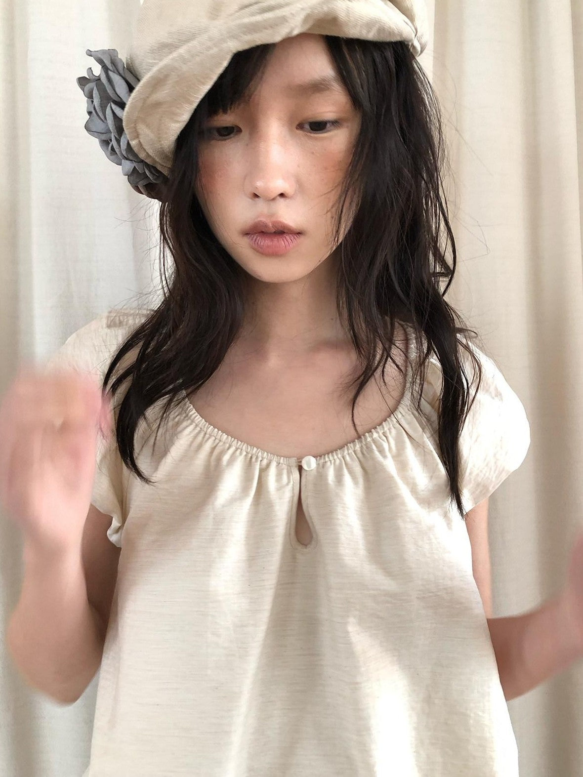 Dorydory Ivory Vintage Puff Sleeve Women&