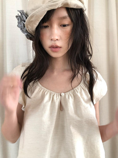 Dorydory Ivory Vintage Puff Sleeve Women&