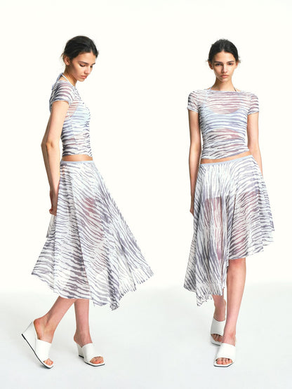 kvkv Zebra Print Asymmetric Mesh Inner Shorts Women&