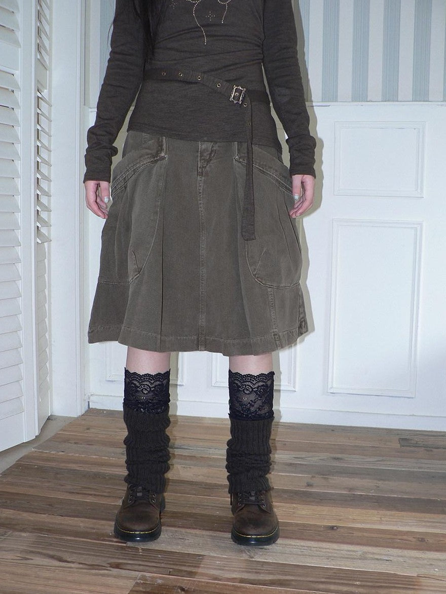 ang project Pleated Washed Distressed Pockets Vintage Women&