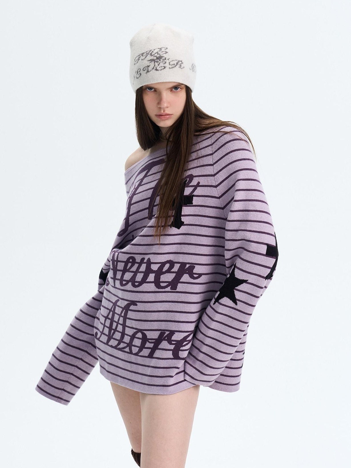 The NeverMore Sexy Colorblock Oversized Crewneck Short Striped Button Pullover Women Sweaters