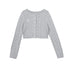 7Shiftin Button V-neck Cardigan Women Workwear Solid Grey Camisole Skirt Top & Skirt Sets