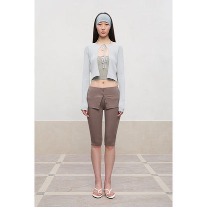 RUN_TO_THE_FUTURE_Tie_Front_Slim_Fit_Knit_Bell_Sleeve_Cardigan_Office_Solid_T_Shirt_Crop_Tops_MISSTT