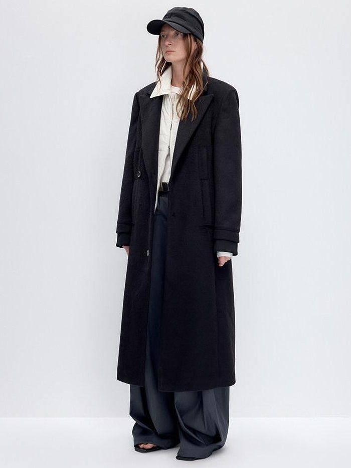 RUN TO THE FUTURE Lambswool Blend Patchwork Relaxed Fit Vintage Commuter Double Breasted Overcoats