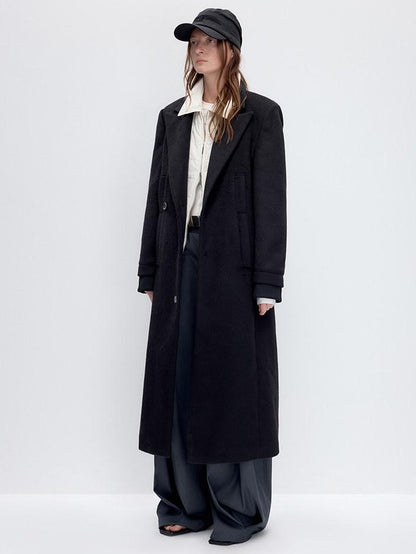 RUN TO THE FUTURE Lambswool Blend Patchwork Relaxed Fit Vintage Commuter Double Breasted Overcoats