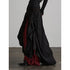 INDULGE Soft Comfy Rayon Ruffle Hem Gothic A Line Side Zipper Black Tiered Skirts