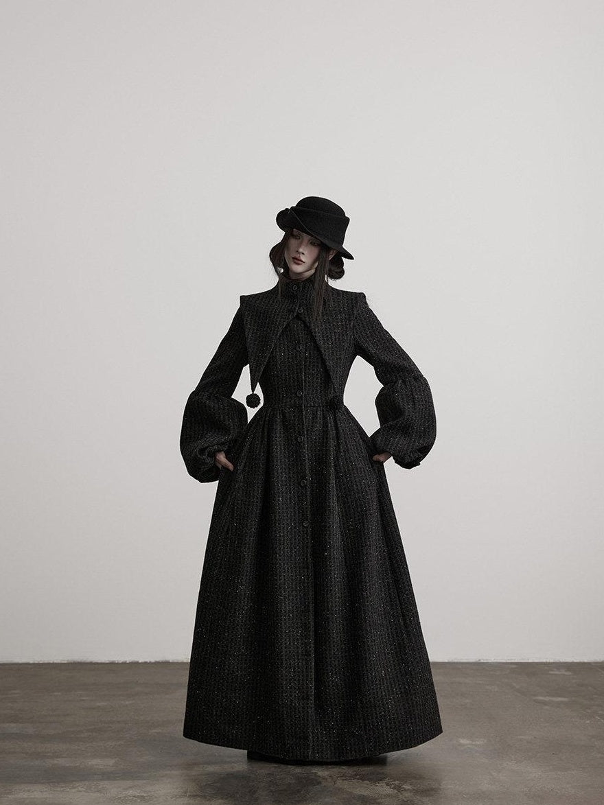 INDULGE Slim Casual Tailored Viscose Wool Blend Plaid High Waist Women Daily Long Coats