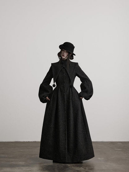 INDULGE Slim Casual Tailored Viscose Wool Blend Plaid High Waist Women Daily Long Coats