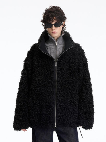 RUN TO THE FUTURE Reversible Fleece Lined Loose Fit Long Vintage Black Womens Puffer Jackets