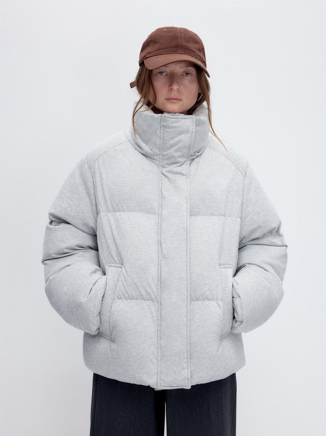 RUN TO THE FUTURE Warm 90 Percent White Duck Down Retro Straight Fit Cotton Gray Down Jackets