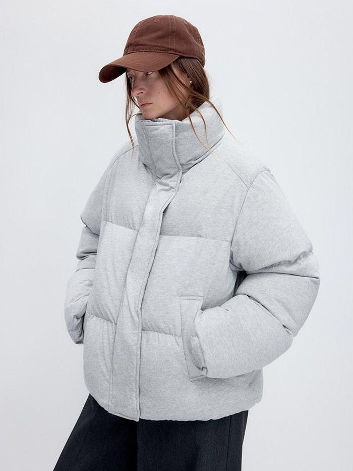 RUN TO THE FUTURE Warm 90 Percent White Duck Down Retro Straight Fit Cotton Gray Down Jackets