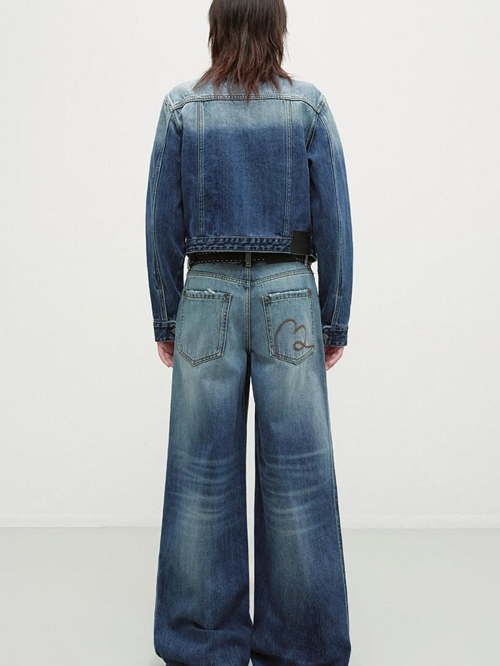 RUN TO THE FUTURE Durable Distressed Cotton Loose Fit Natural Waist Women Zip Fly Straight Jeans