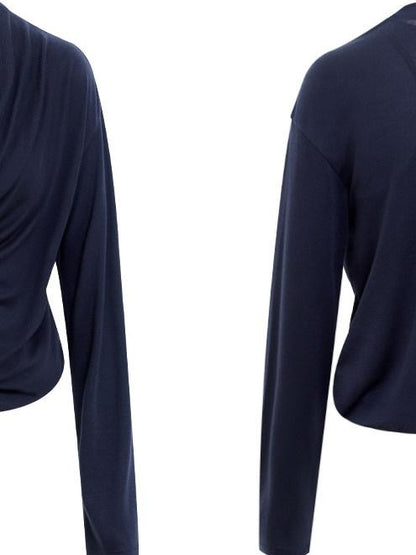 RUN TO THE FUTURE Lyocell Wool Blend Oversized Patchwork Pullover Long Sleeve T-Shirts