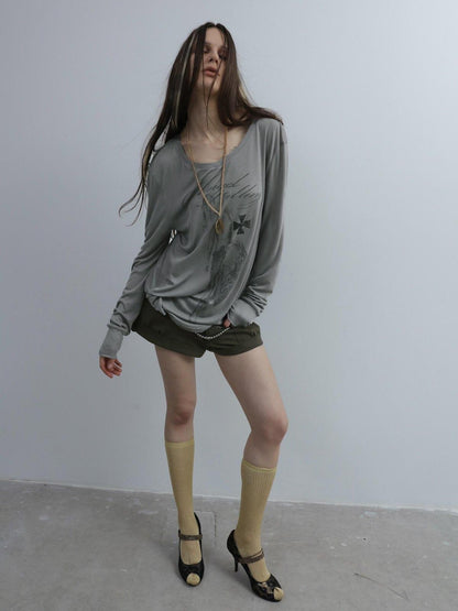 DoublePunch Angel Irregular Punk Print Women&